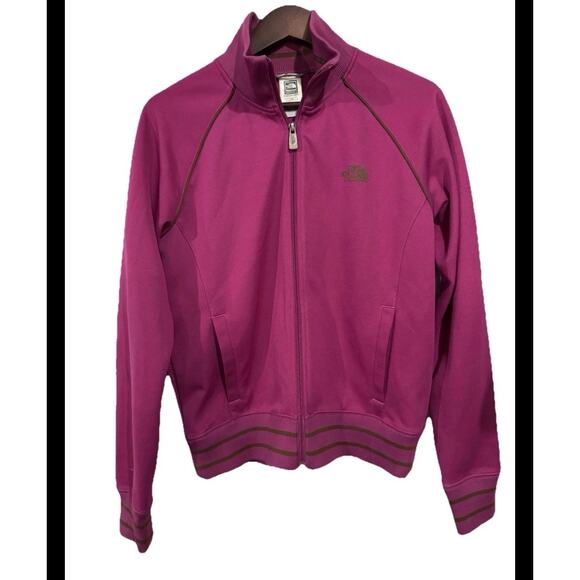 The North Face Women A5 Series Magenta Brown Stripe Zip Up Track Jacket Small - Picture 2 of 6